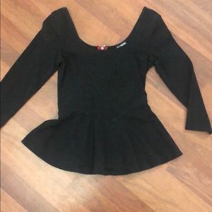 Black Peplum Top - Size S